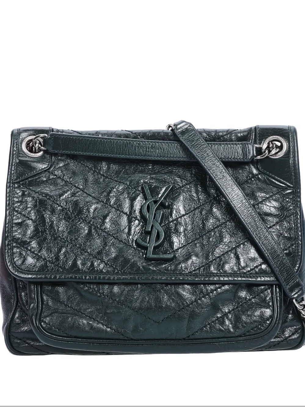Saint Laurent Dark Green NIKI Medium Leather Shoulder Bag